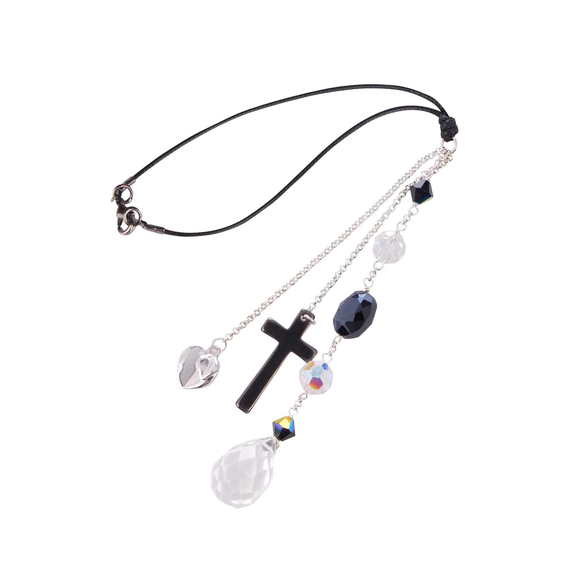 Akitai Car Charm Decorations for Interior Rearview Mirror (Black & White Cross) image 1